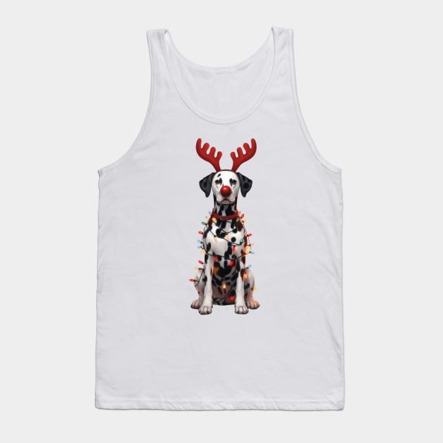 Christmas Red Nose Dalmatian Dog Tank Top by Chromatic Fusion Studio